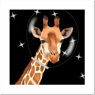 Outer Space Giraffe And Stars Posters and Art